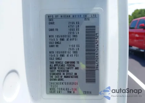 2016 Nissan Nv200 Sv from USA, damaged, VIN 3N6CM0KN7GK692929